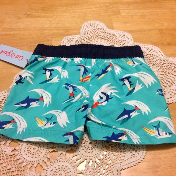 Cat & Jack swim trunks with sharks / fish, NWT, 12 month size - Picture 2 of 6